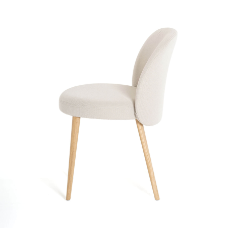 Chaise en tissu blanc et pieds bois naturel - Neo Mobitec ®