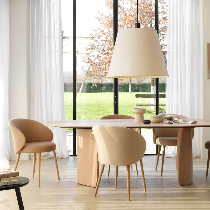 Fauteuil tendance confortable en tissu et pieds bois - Neo Mobitec ®