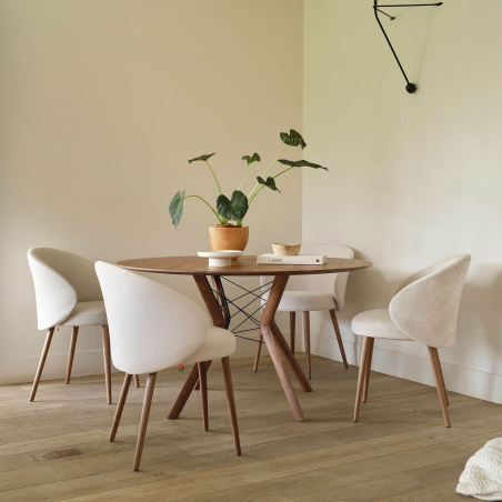 Fauteuil cosy en tissu et pieds bois - Neo Mobitec ®