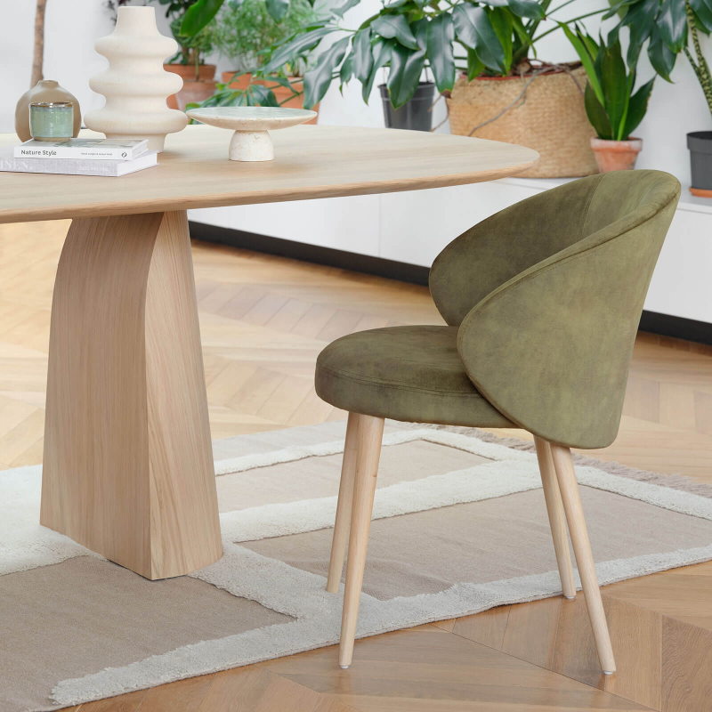 Fauteuil cosy confortable en tissu et pieds bois - Neo Mobitec ®