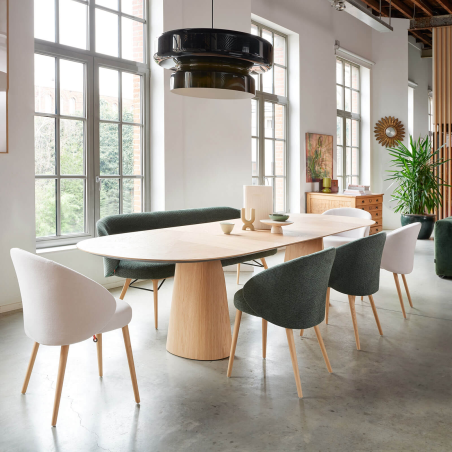 Fauteuil cosy confortable en tissu et pieds bois - Neo Mobitec ®