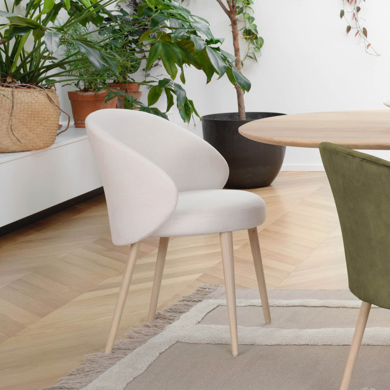 Fauteuil cosy confortable en tissu et pieds bois - Neo Mobitec ®