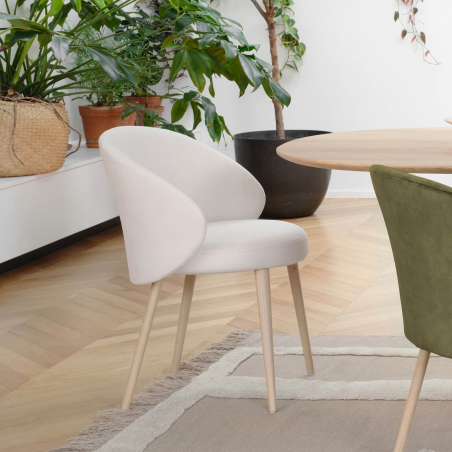 Fauteuil cosy confortable en tissu et pieds bois - Neo Mobitec ®