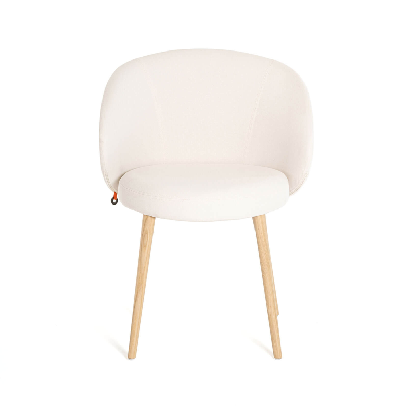 Fauteuil cosy confortable en tissu blanc et pieds bois naturel - Neo Mobitec ®