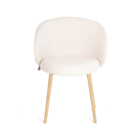 Fauteuil cosy confortable en tissu blanc et pieds bois naturel - Neo Mobitec ®