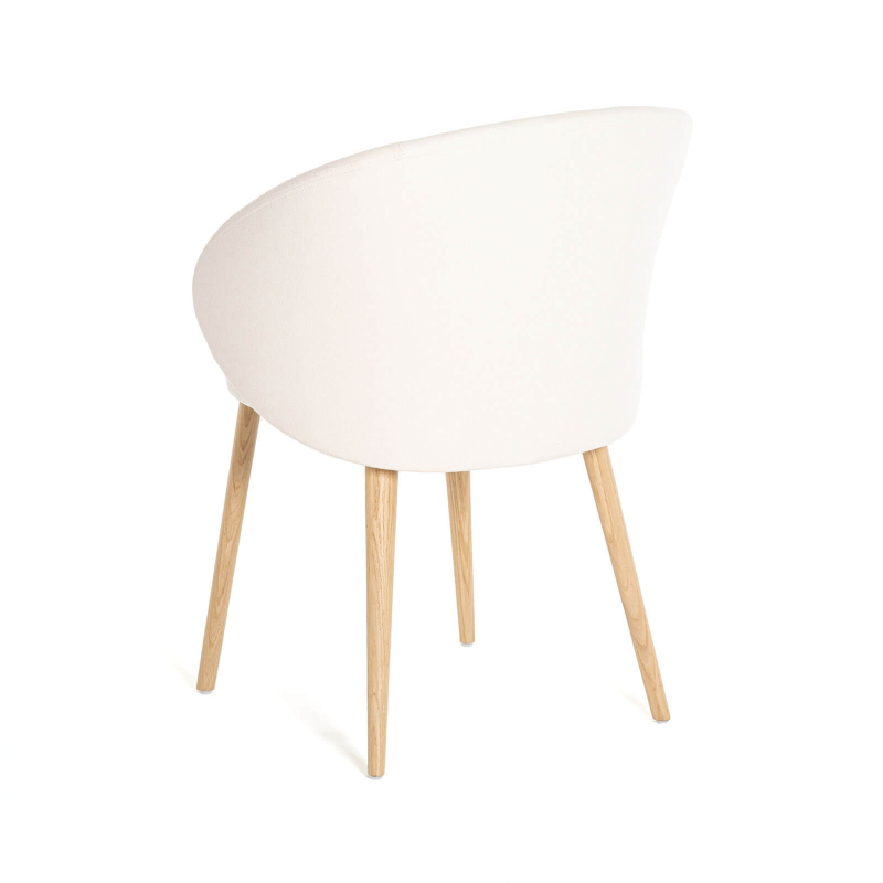 Fauteuil en tissu blanc et pieds bois naturel - Neo Mobitec ®
