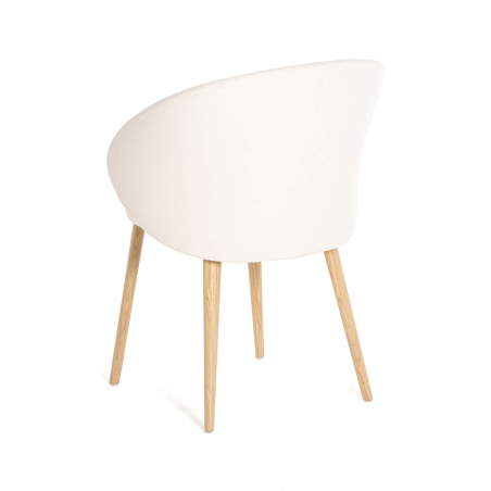Fauteuil en tissu blanc et pieds bois naturel - Neo Mobitec ®