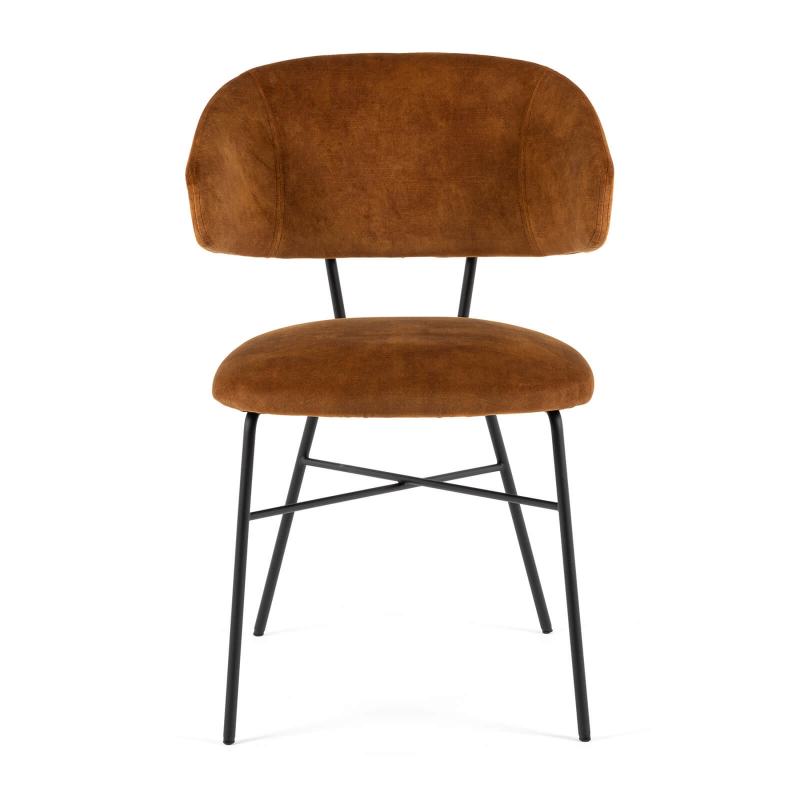 Fauteuil cosy minimaliste en tissu marron avec pieds en métal noir - Toro Mobitec ®