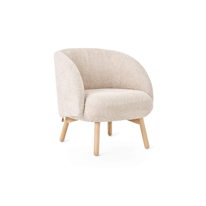 Fauteuil en tissu blanc avec pieds en bois naturel - Thalia Mobitec ®
