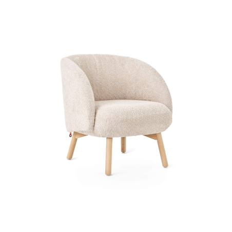 Fauteuil en tissu blanc avec pieds en bois naturel - Thalia Mobitec ®