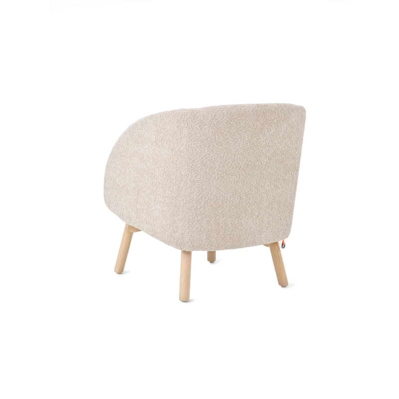 Fauteuil confortable en tissu blanc avec pieds en bois naturel - Thalia Mobitec ®