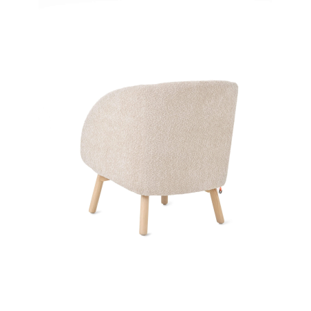 Fauteuil confortable en tissu blanc avec pieds en bois naturel - Thalia Mobitec ®