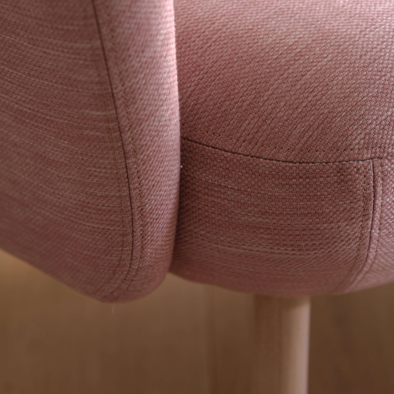 Banquette de salon en tissu rose avec pieds en bois naturel - Thalia Mobitec ®