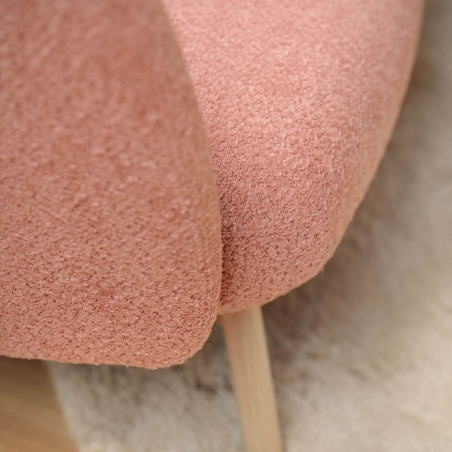 Banquette de salon en tissu rose avec pieds en bois naturel - Thalia Mobitec ®