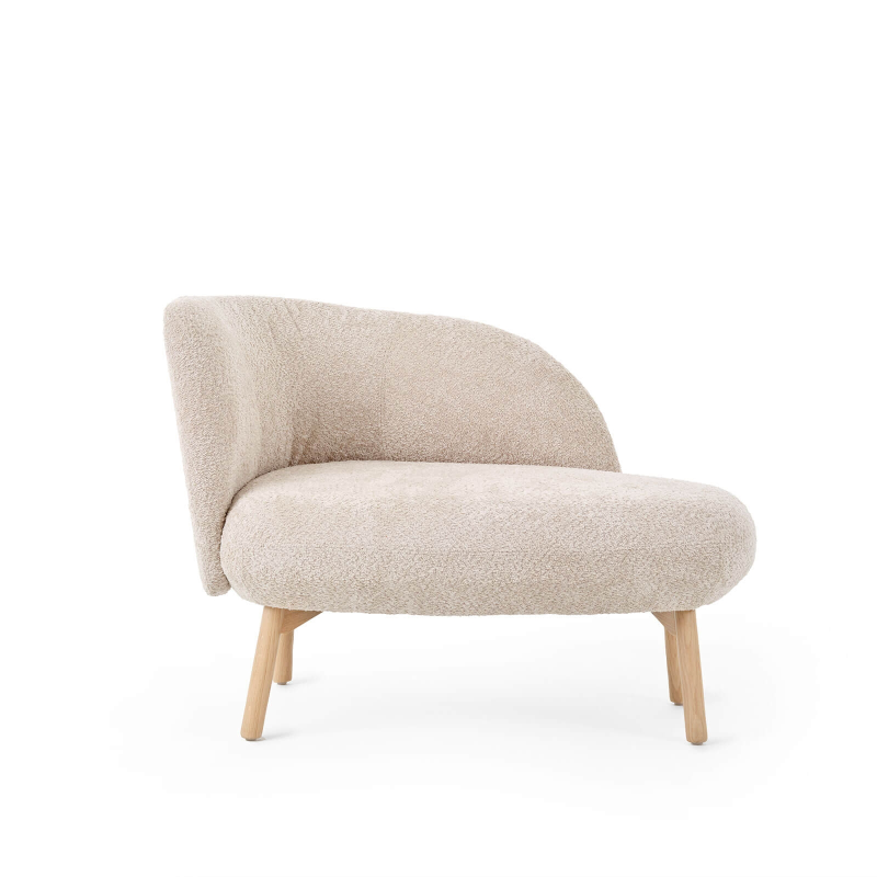 Banquette cosy en tissu avec bouclettes et pieds en bois - Thalia Mobitec ®