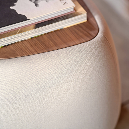 Pouf table cosy en tissu avec tablette en bois massif - Thalia Mobitec ®