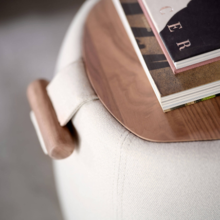 Pouf table cosy en tissu avec tablette en bois massif - Thalia Mobitec ®