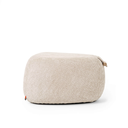 Grand pouf cosy en tissu blanc avec poignée - Thalia XL Mobitec ®