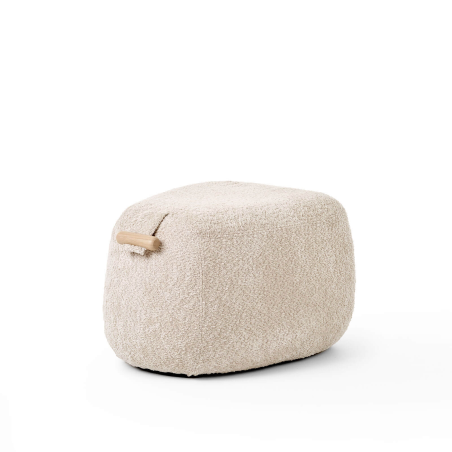 Pouf cosy en tissu avec bouclettes coloris blanc avec poignée - Thalia XL Mobitec ®