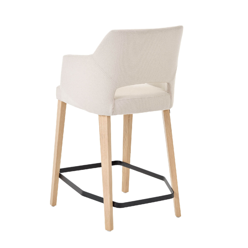 Tabouret snack en tissu avec accoudoirs et pieds en bois - Lena Mobitec ®