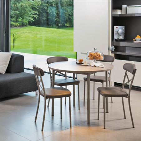 Table de cuisine ronde en stratifié avec pieds en métal - Basic