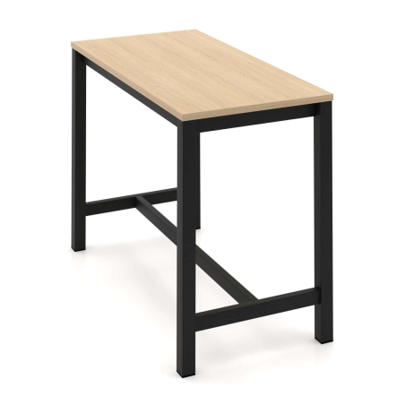 Table snack de cuisine en stratifié chêne naturel avec pieds en métal noir - Valériane