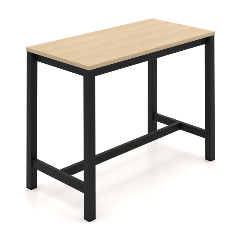 Table snack de cuisine en stratifié chêne naturel avec pieds en métal noir - Valériane