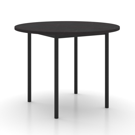 Basic - Table de cuisine ronde en stratifié avec pieds en métal