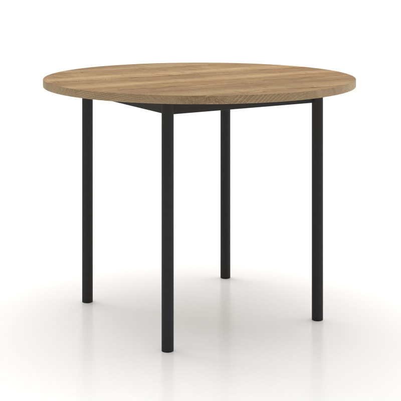 Basic - Table de cuisine ronde en stratifié avec pieds en métal