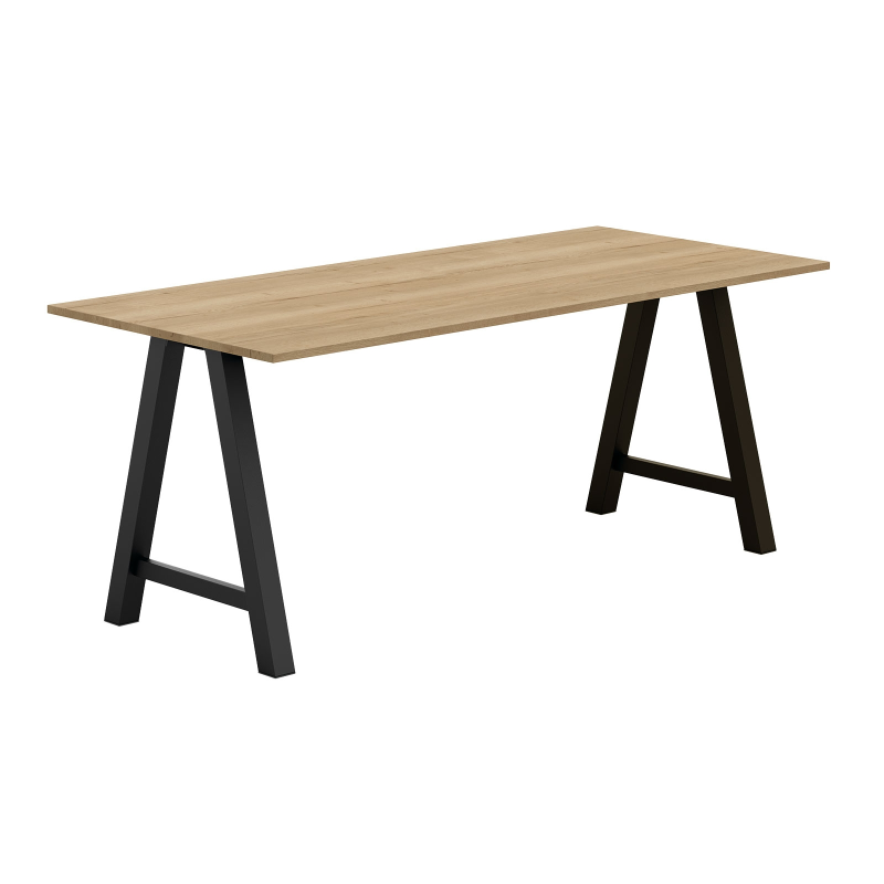 Table hauteur  90 cm rectangulaire en stratifié avec pieds en forme de tréteau - Alegro