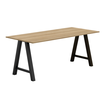 Table hauteur  90 cm rectangulaire en stratifié avec pieds en forme de tréteau - Alegro