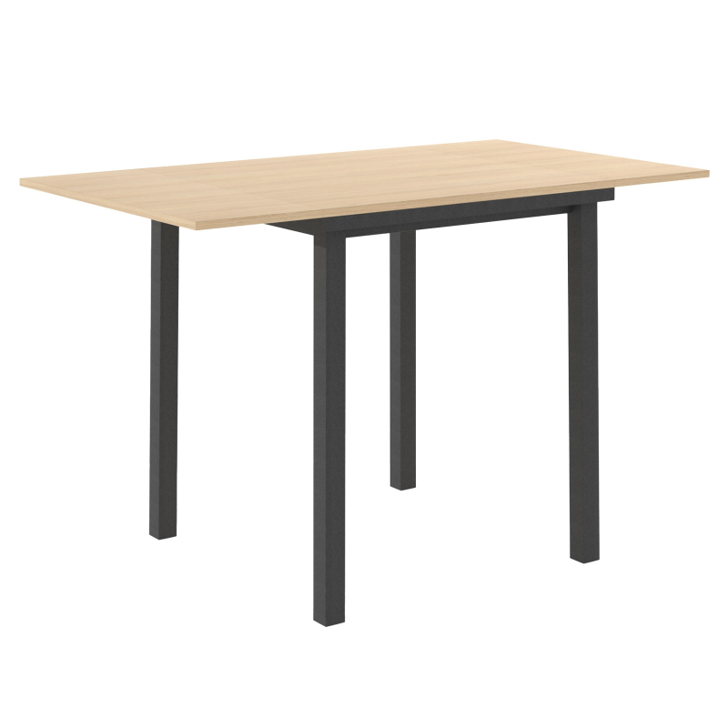 Petite table snack carrée extensible en stratifié avec pieds en métal - Vienna