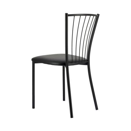 Roxane - Chaise de cuisine noire en métal avec assise en simili rembourrée