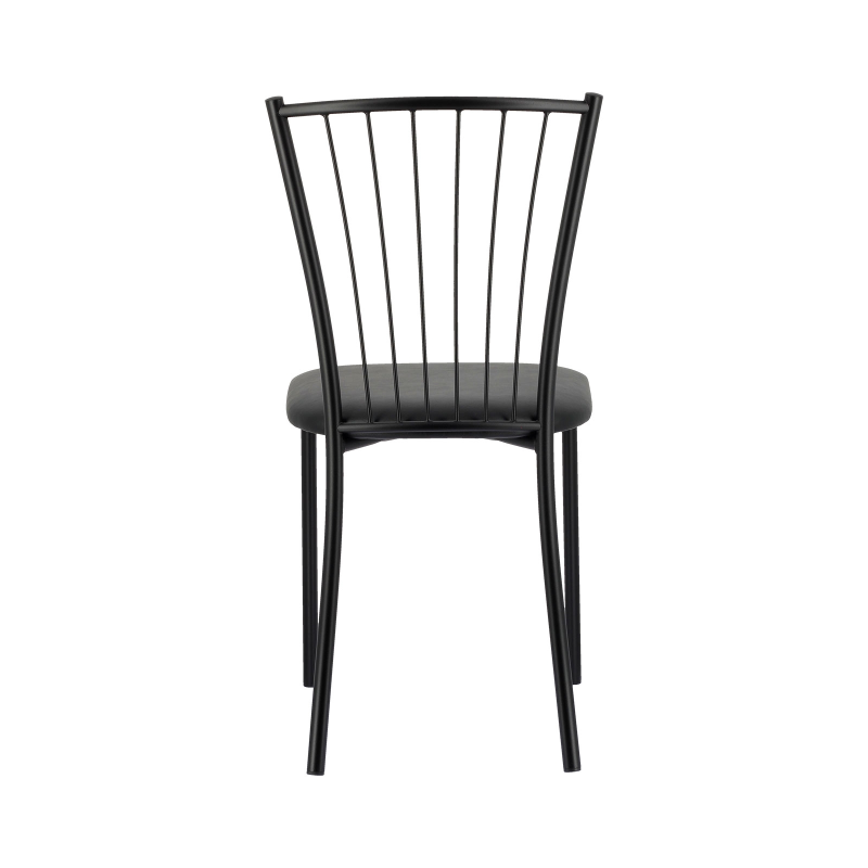 Roxane - Chaise de cuisine noire en métal avec assise en simili rembourrée