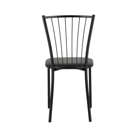 Roxane - Chaise de cuisine noire en métal avec assise en simili rembourrée