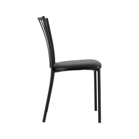 Roxane - Chaise de cuisine noire en métal avec assise en simili rembourrée