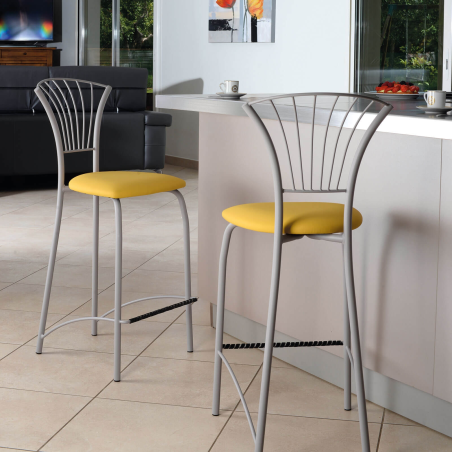 Tabouret snack en vinyle jaune et métal - Solandre