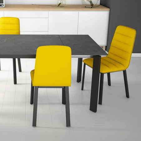  Chaise contemporaine en tissu jaune et métal noir - Pulsar