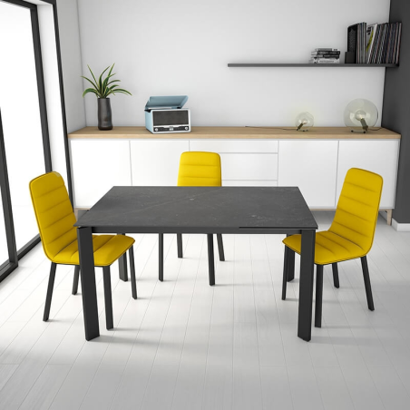  Chaise en tissu jaune et métal noir - Pulsar