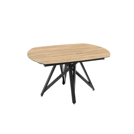 Table moderne en céramique extensible avec pied central design en métal noir - Warhol