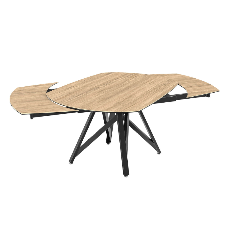 Table moderne en céramique extensible avec pied central design en métal noir - Warhol