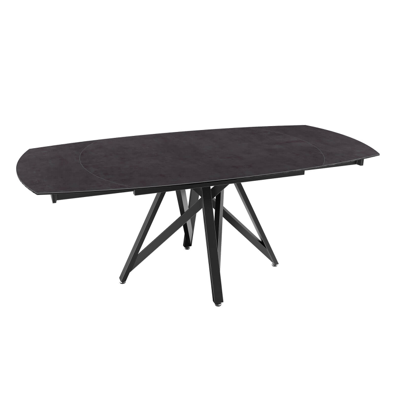 Table moderne en céramique extensible avec pied central design en métal noir - Warhol