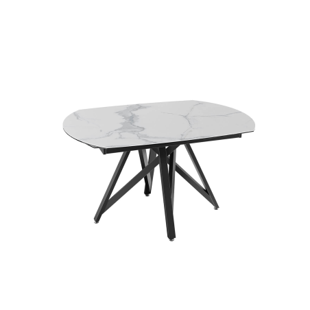 Table moderne en céramique extensible avec pied central design en métal noir - Warhol