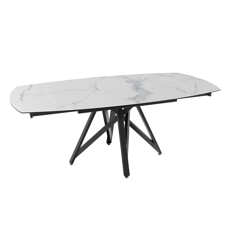 Table moderne en céramique extensible avec pied central design en métal noir - Warhol