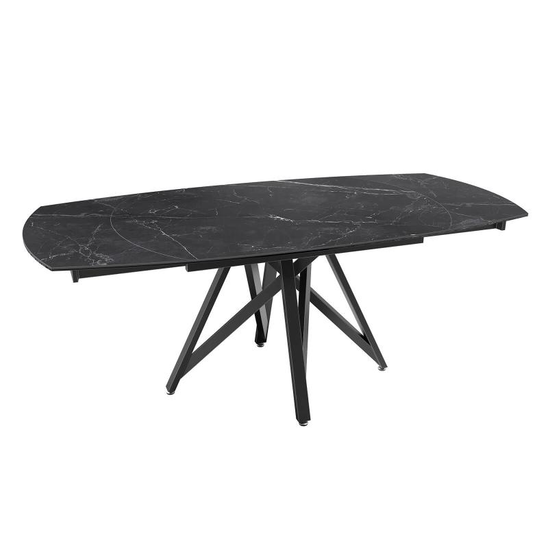 Table moderne en céramique extensible avec pied central design en métal noir - Warhol