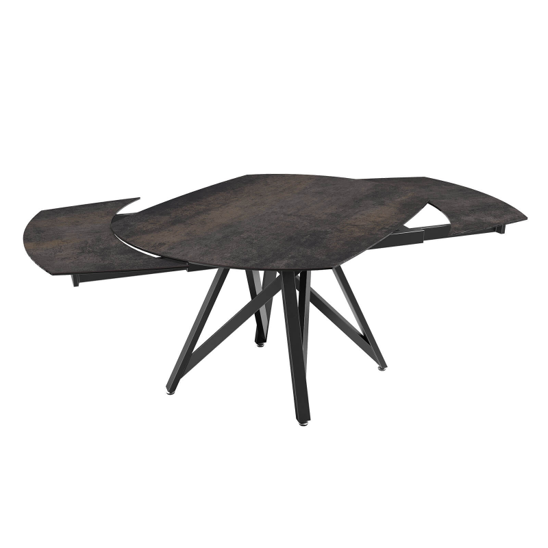 Table moderne en céramique extensible avec pied central design en métal noir - Warhol