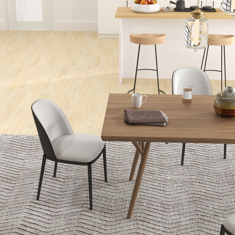 Chaise bimatière en tissu dossier bois avec pieds en métal - Simone