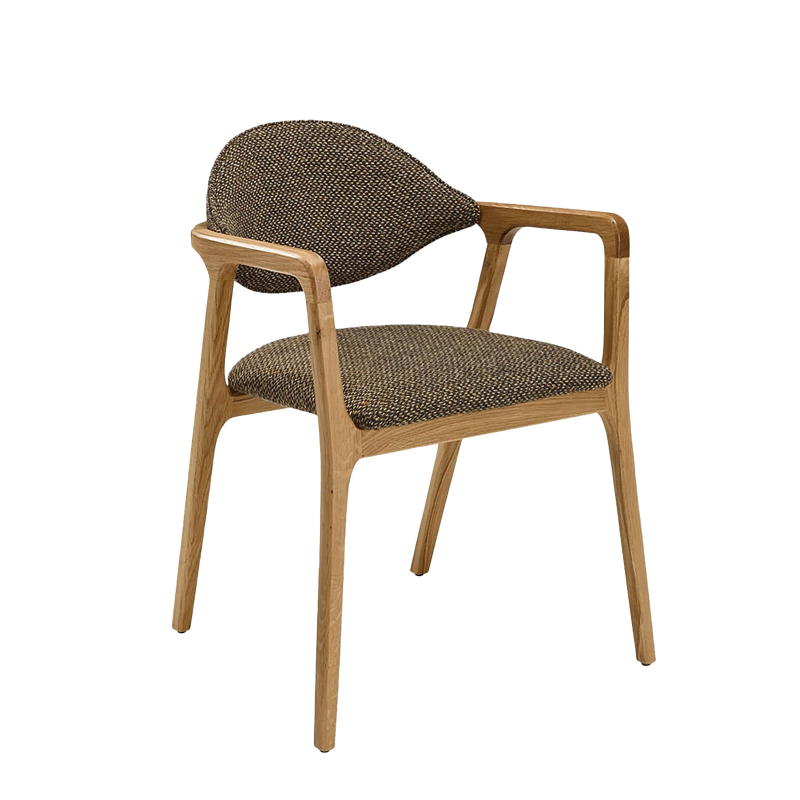 Fauteuil design en bois massif et tissu