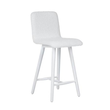 Tabouret snack blanc scandinave en tissu et pieds en bois - BarPlaza
