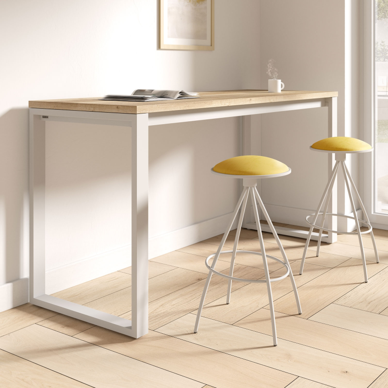 Table snack en stratifié pieds forme traineau en métal faible profondeur - Neox